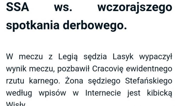 KURIOZALNE oświadczenie Cracovii po meczu derbowym!